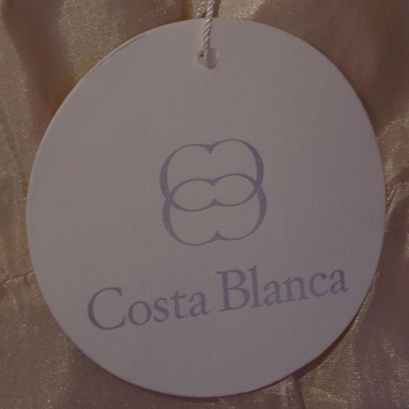 Costa Blanca Gold Jacquard/Satin One Shoulder Dress NWT- Sz. M - Picture 4 of 6